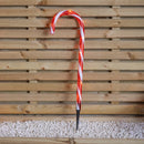 Set of 4 Large Light up Red & White Stripe Christmas Candy Cane Garden Stakes with LEDs