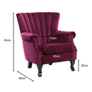 Livingandhome Velvet Upholstered Wing Back Chair