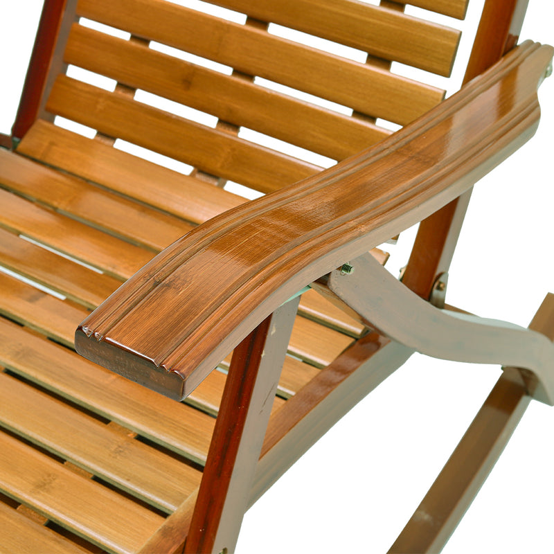 Livingandhome Bamboo Rocking Chair Foldable Recliner