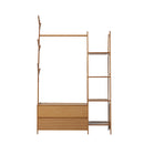 Livingandhome Freestanding Bamboo Clothes Rack with Storage Shelves