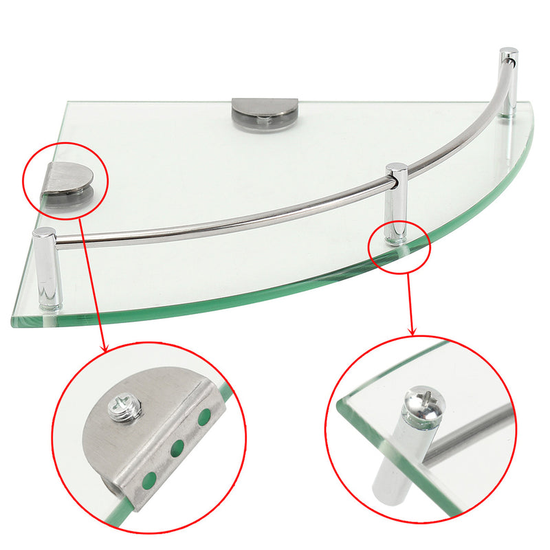 Lifeideas 1 Tier Bathroom Glass Corner Shelf Wall Mounted