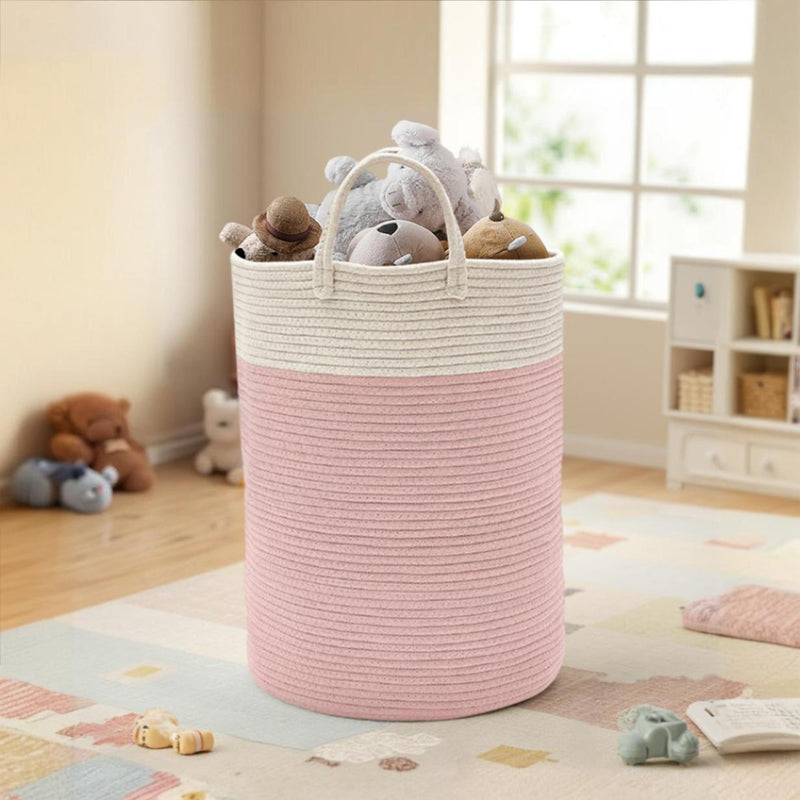 Lifeideas Round Pink Toy and Clothes Storage Basket
