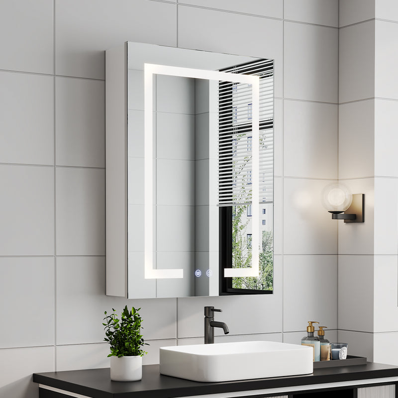 Livingandhome Rectangular 1 Door LED Dimmable Mirror Cabinet