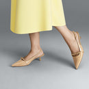 Slingback Pointed Closed Toe Heels Pumps Sandals - Nude