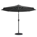 Garden Sanctuary Large Solar Powered LED Patio Umbrella for Outdoor Garden Patio with Base