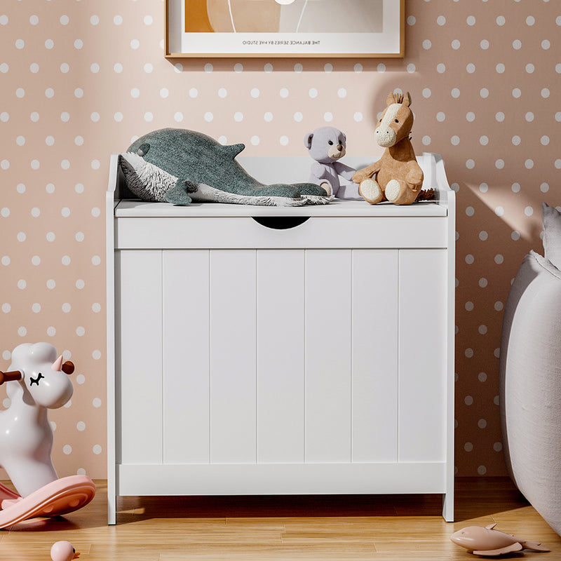 Livingandhome White Wooden Lift-Top Toy Storage Chest