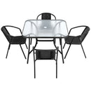 Breeins Metal Outdoor Coffee Table With 4 Rattan Chairs