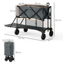 Outsunny Double Decker Folding Trolley Cart On Wheels, 200KG Capacity