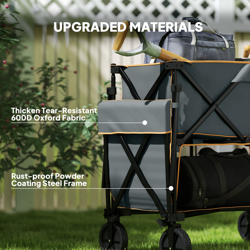 Outsunny Double Decker Folding Trolley Cart On Wheels, 200KG Capacity