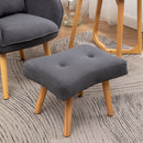 Livingandhome Frosted Velvet Upholstered Armchair with Footstool and Pillow