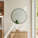 Cottonfy UK Round Bathroom Framed Mirror Wall Hanging