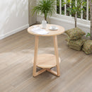 Livingandhome Modern 2-Tier Wooden Side Table