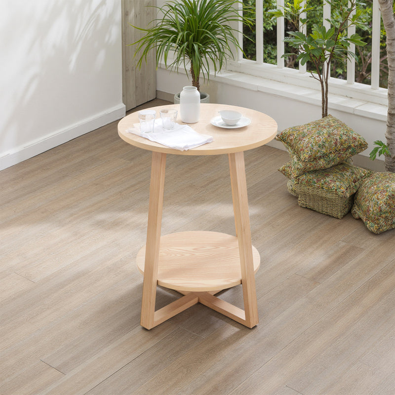 Livingandhome Modern 2-Tier Wooden Side Table