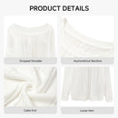 Slouchy Asymmetrical Neck Knitted Sweater - White