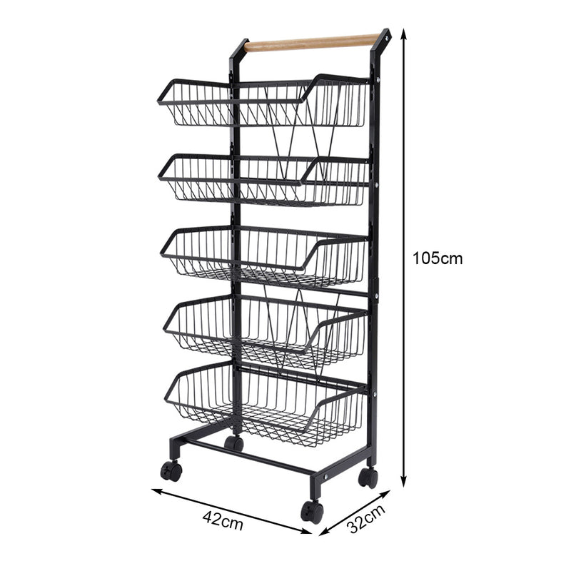 Lifeideas Carbon Steel Kitchen Trolley with Wheels