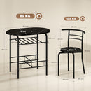 HOMCOM Breakfast Bar Table And Stools Set, Dining Room Set With Shelf, Black