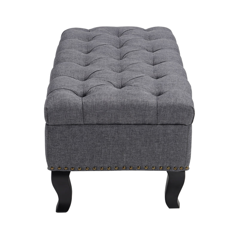 Livingandhome Rectangle Linen Ottoman Bench