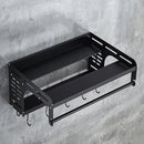 Lifeideas 2-Tier Wall-Mounted Microwave Shelf Spice Rack with 10 Hooks