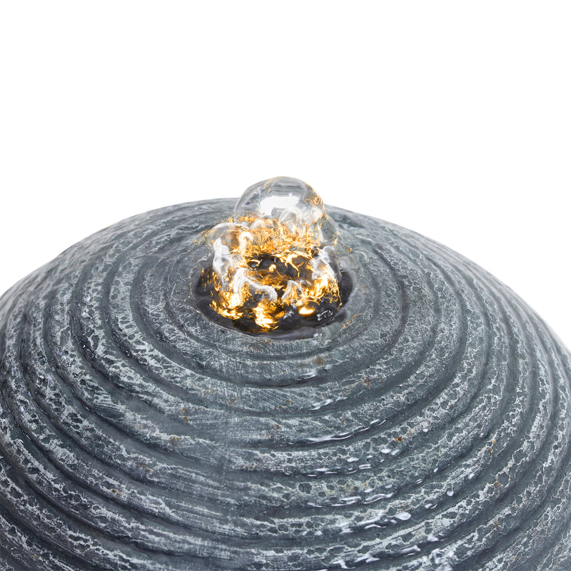 Garden Sanctuary Modern Style Trapezoidal Water Polo Fountain with Warm Light Outdoor