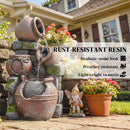 Outsunny Outdoor Fountain with LED Lights, 4-Tier Garden Fountain