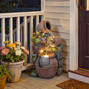Outsunny Outdoor Fountain with LED Lights, 4-Tier Garden Fountain
