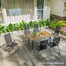 Outsunny Garden Dining Table for 6 Person with Parasol Hole, Brown