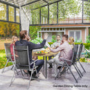 Outsunny Garden Dining Table for 6 Person with Parasol Hole, Brown