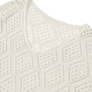 Solid Hollow Out Knitted Cover Up Top with Long Sleeves