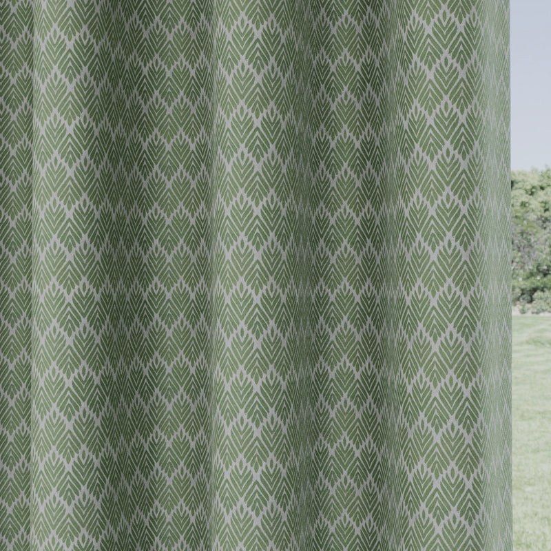 Enhanced Living Aspen Green Chevron Pattern Eyelet Thermal Noise Reducing Room Darkening Curtains - Pair