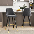 Livingandhome Contemporary Velvet Bar Stools with Metal Legs