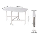 Livingandhome White Folding Dining Table with Wheels