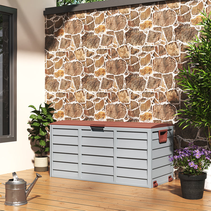 Livingandhome Waterproof Large Plastic Garden Storage Box with Wheels