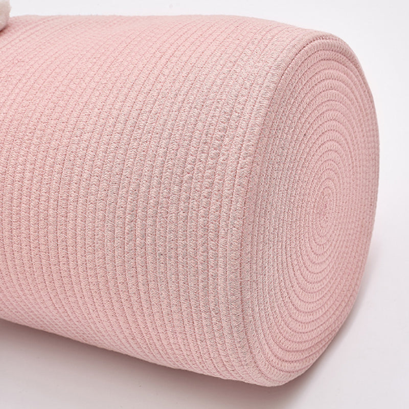 Lifeideas Cotton Rope Basket Woven Laundry Blanket Toy Basket Organizer with Pompom Living Room Pink