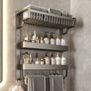 Lifeideas 3-Tier Bathroom Wall Shelf with Towel Bar and Hooks
