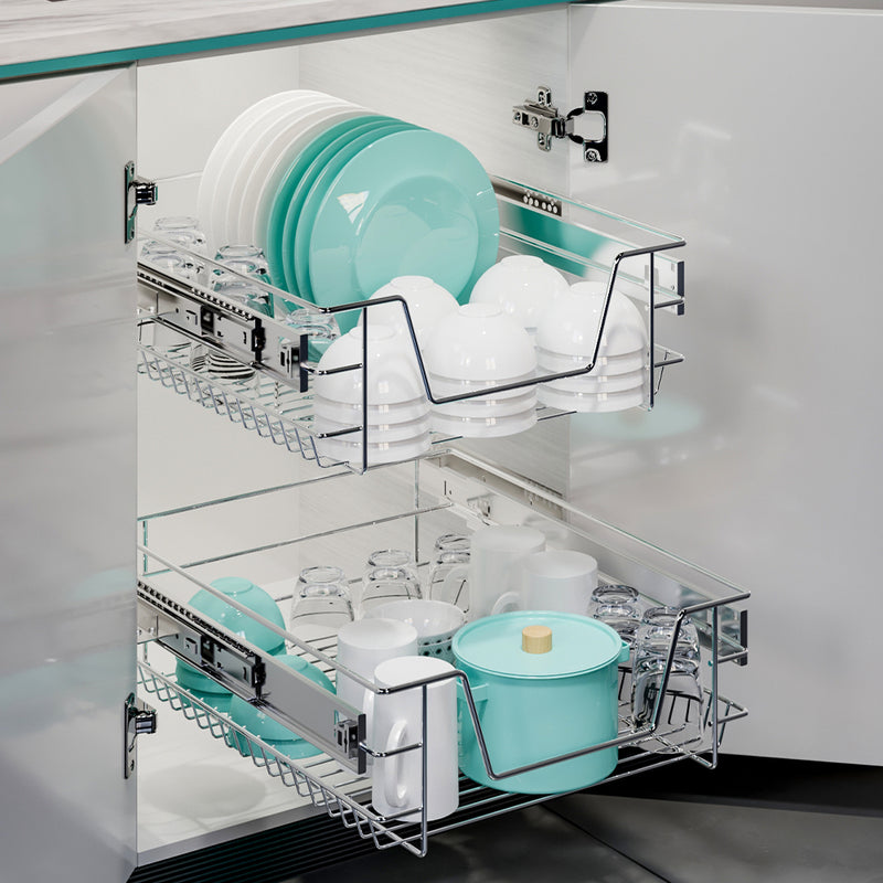 Lifeideas Pair of Pull-Out Wire Baskets for Kitchen Cabinets