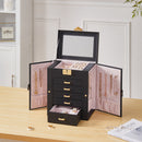 Sheonly Faux Leather Large Jewellery Storage Box with Mirror