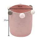 Lifeideas Cotton Rope Basket Woven Laundry Blanket Toy Basket Organizer with Pompom Living Room Pink