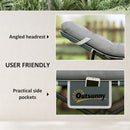 Outsunny Camping Bed For Adults With Mattress Folding Cot Light Grey