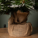 50cm Mini Christmas Tree With Red Berries, Pinecones And Frosted Tips In Burlap Base