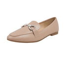 PU Leather Closed Toe Loafers - Nude