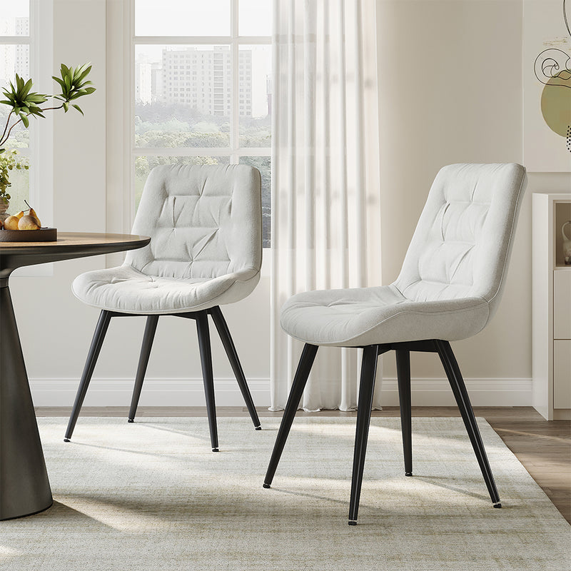 Livingandhome Teddy Fabric Dining Chair with Metal Legs