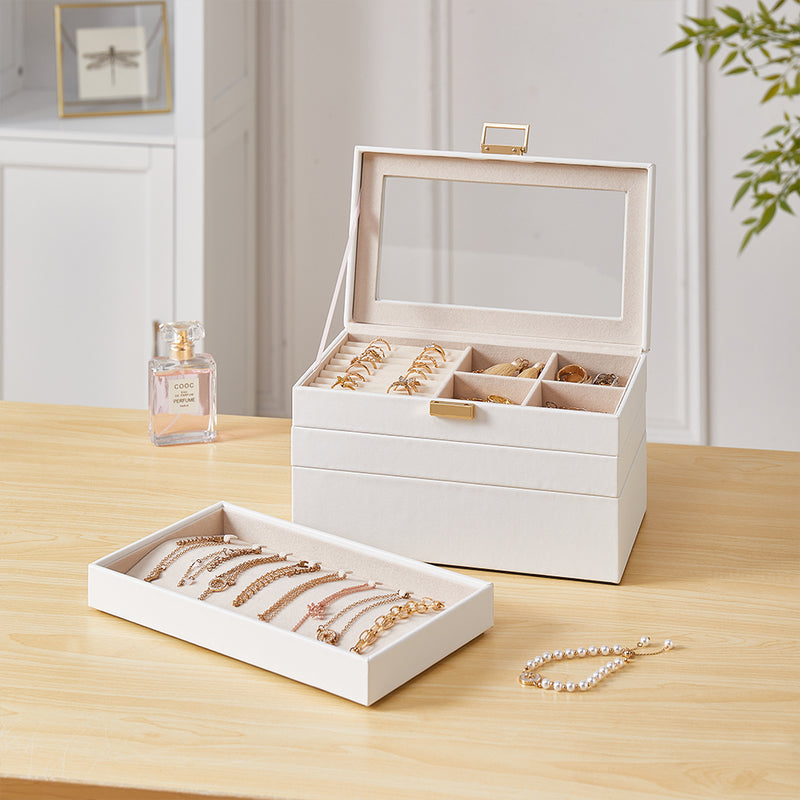 Sheonly 4-Tier Jewellery Storage Box with Transparent Lid
