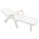 Breeins Outdoor Plastic Foldable Garden Poolside Lounger Recliner with Wheels