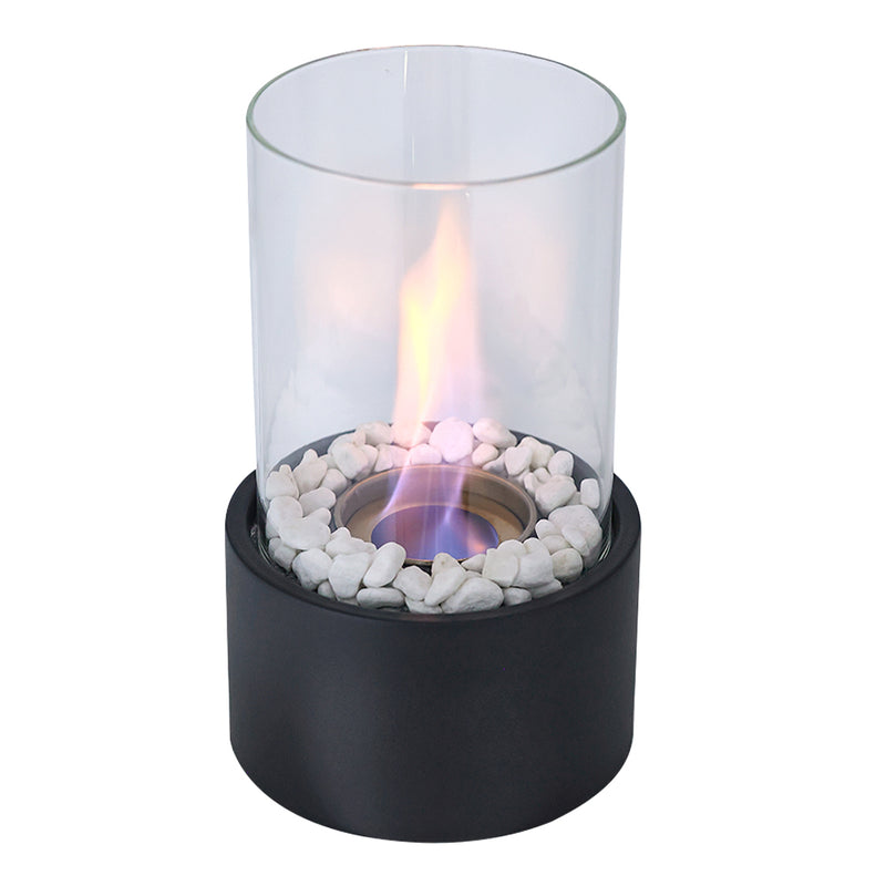 Round Freestanding Tabletop Ventless Ethanol Fireplace with Glass Screen