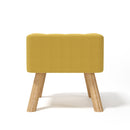 Livingandhome Square Linen Footstool with Pine Legs