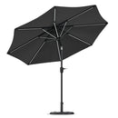 Garden Sanctuary Large Solar Powered LED Patio Umbrella for Outdoor Garden Patio with Base