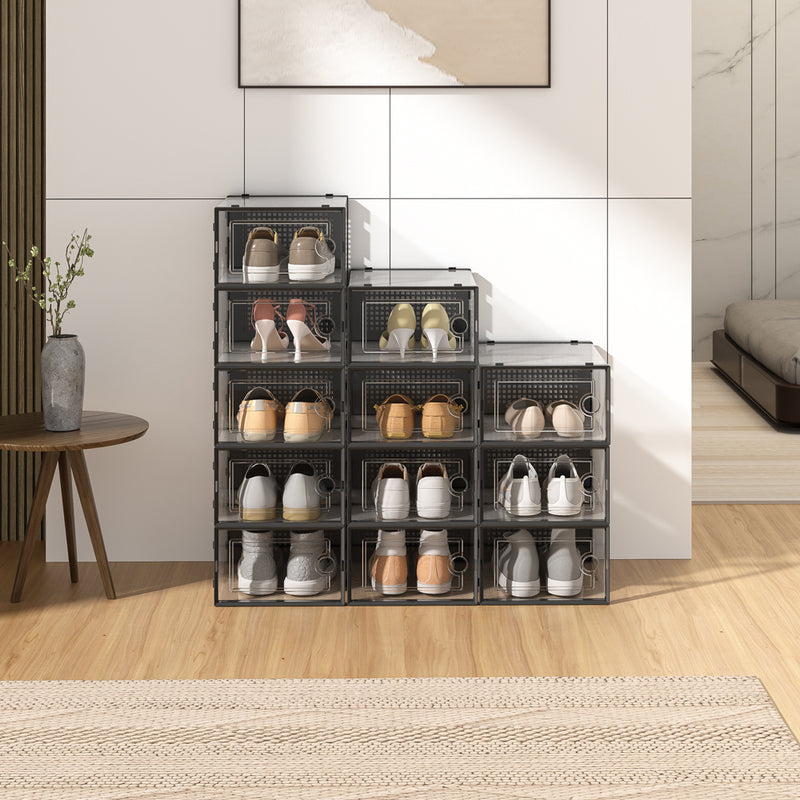 Livingandhome Transparent Foldable Shoe Storage Containers