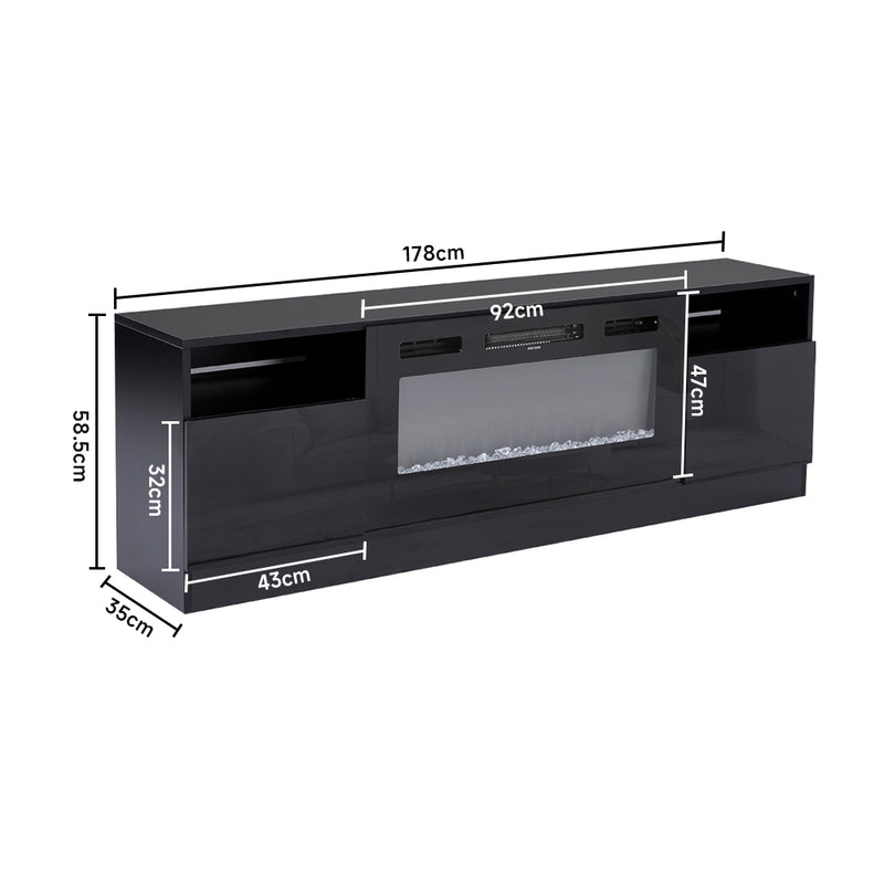 Recessed Electric Fireplace TV Stand with Closed Storage