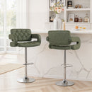 HOMCOM Adjustable Height Barstool Steel Pole PU Leather, Green