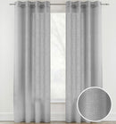 Pair of Crete Silver Luxury Linen Look Sheer Panels with Eyelet Header